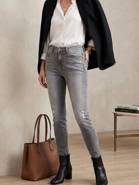 Fidelity Light Grey Skinny Jeans mid rise ankle 29 made USA